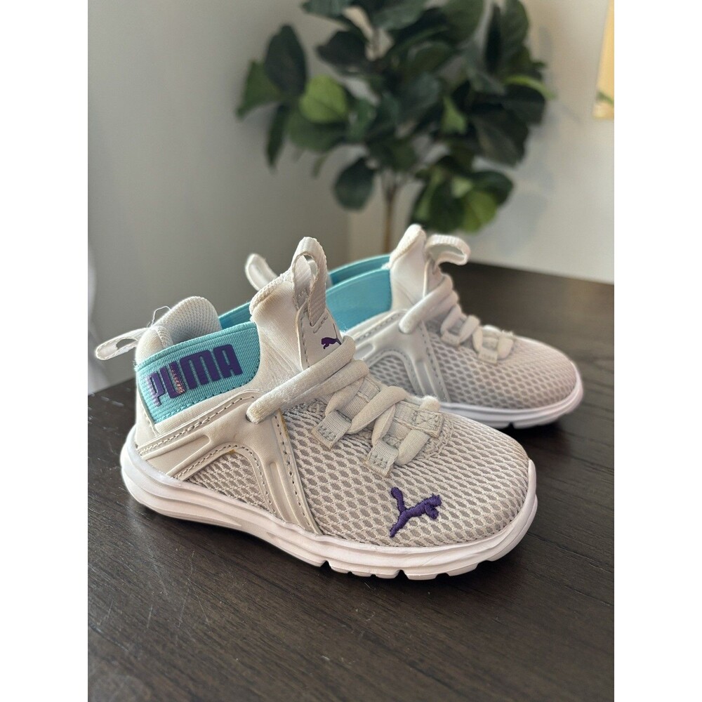 PUMA Soft Enzo Evo Lace Up  Toddler Girls Grey Sneakers Casual Shoes Size 5